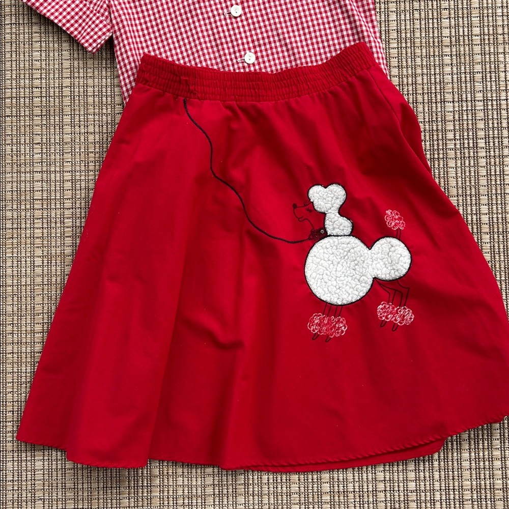 Girls Poodle Skirt Gingham Checked Shirt Set, Size 8, Vintage, Made in USA - Picture 3 of 10